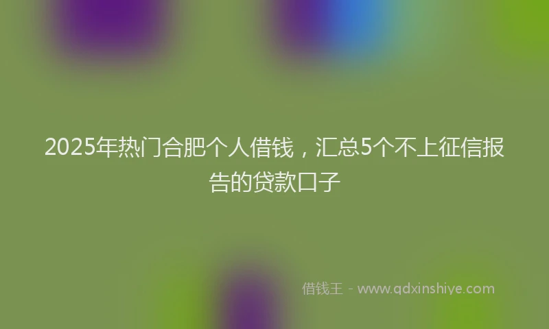 2025年热门合肥个人借钱，汇总5个不上征信报告的贷款口子
