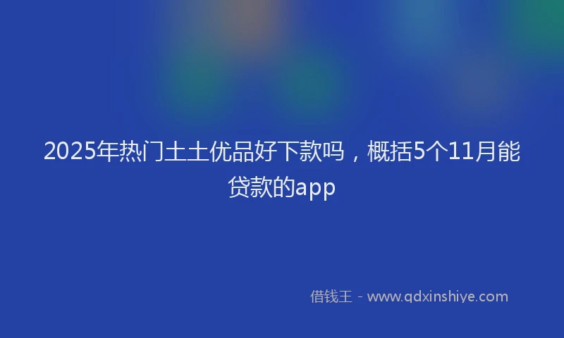 2025年热门土土优品好下款吗，概括5个11月能贷款的app