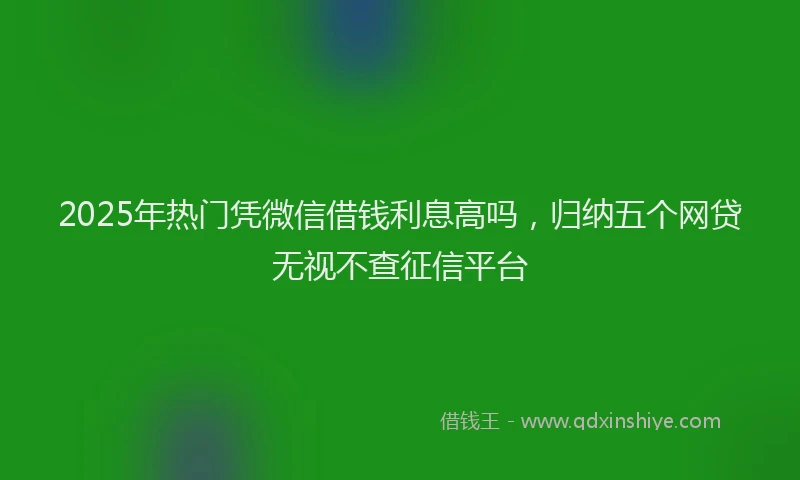 2025年热门凭微信借钱利息高吗，归纳五个网贷无视不查征信平台