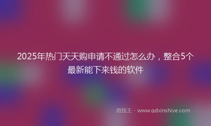 2025年热门天天购申请不通过怎么办，整合5个最新能下来钱的软件