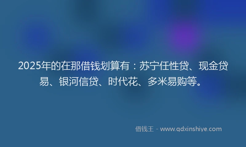 2025年的在那借钱划算有：苏宁任性贷、现金贷易、银河信贷、时代花、多米易购等。