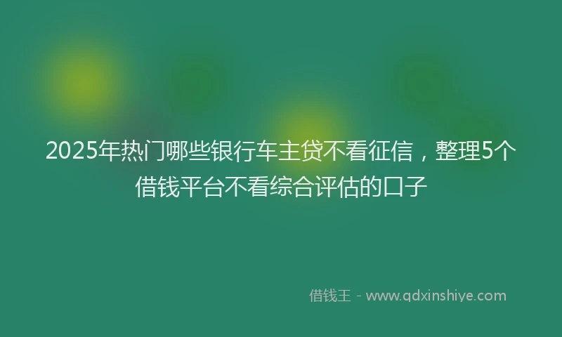 2025年热门哪些银行车主贷不看征信，整理5个借钱平台不看综合评估的口子