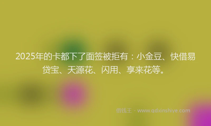 2025年的卡都下了面签被拒有：小金豆、快借易贷宝、天源花、闪用、享来花等。