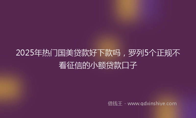 2025年热门国美贷款好下款吗，罗列5个正规不看征信的小额贷款口子