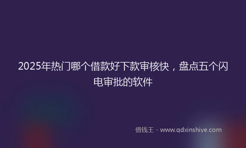 2025年热门哪个借款好下款审核快，盘点五个闪电审批的软件