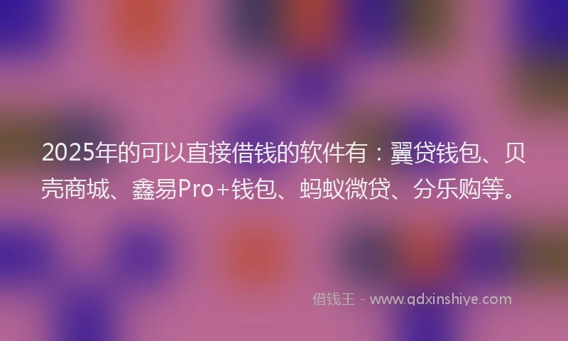 2025年的可以直接借钱的软件有：翼贷钱包、贝壳商城、鑫易Pro+钱包、蚂蚁微贷、分乐购等。