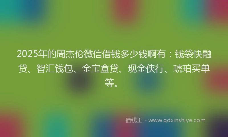 2025年的周杰伦微信借钱多少钱啊有：钱袋快融贷、智汇钱包、金宝盒贷、现金侠行、琥珀买单等。