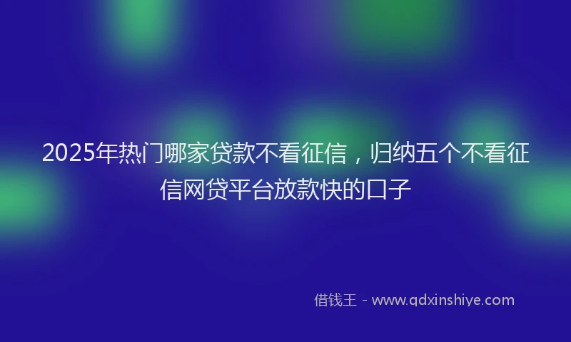 2025年热门哪家贷款不看征信，归纳五个不看征信网贷平台放款快的口子