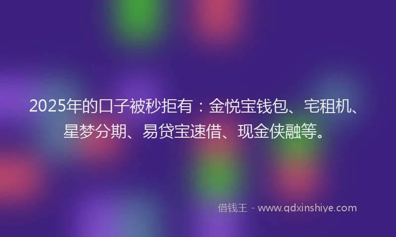 2025年的口子被秒拒有：金悦宝钱包、宅租机、星梦分期、易贷宝速借、现金侠融等。