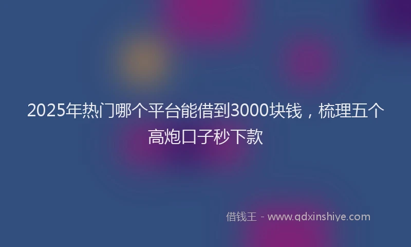 2025年热门哪个平台能借到3000块钱，梳理五个高炮口子秒下款