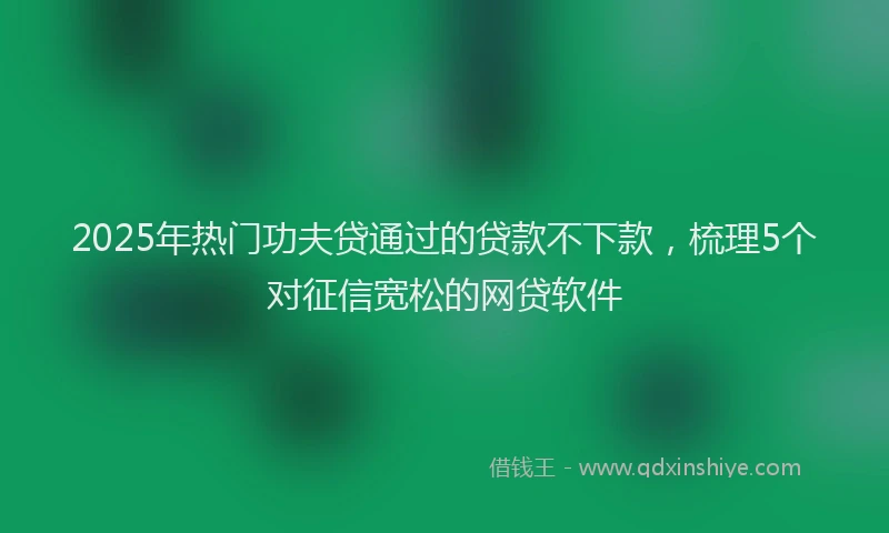 2025年热门功夫贷通过的贷款不下款，梳理5个对征信宽松的网贷软件