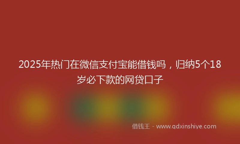 2025年热门在微信支付宝能借钱吗，归纳5个18岁必下款的网贷口子