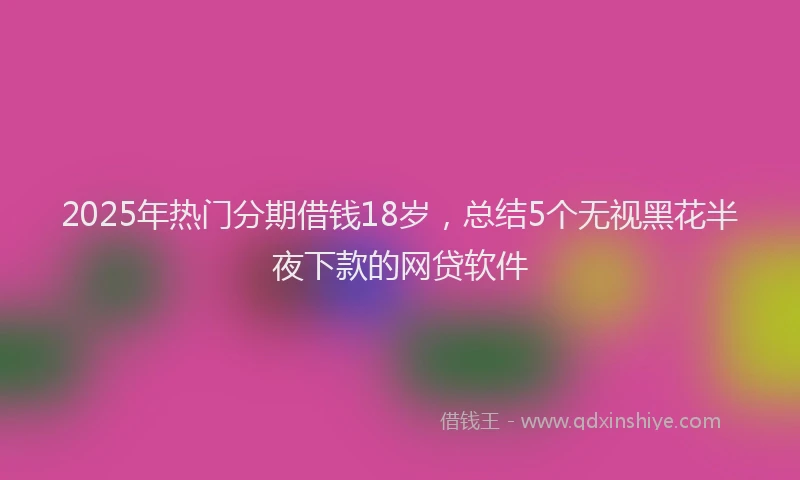 2025年热门分期借钱18岁，总结5个无视黑花半夜下款的网贷软件