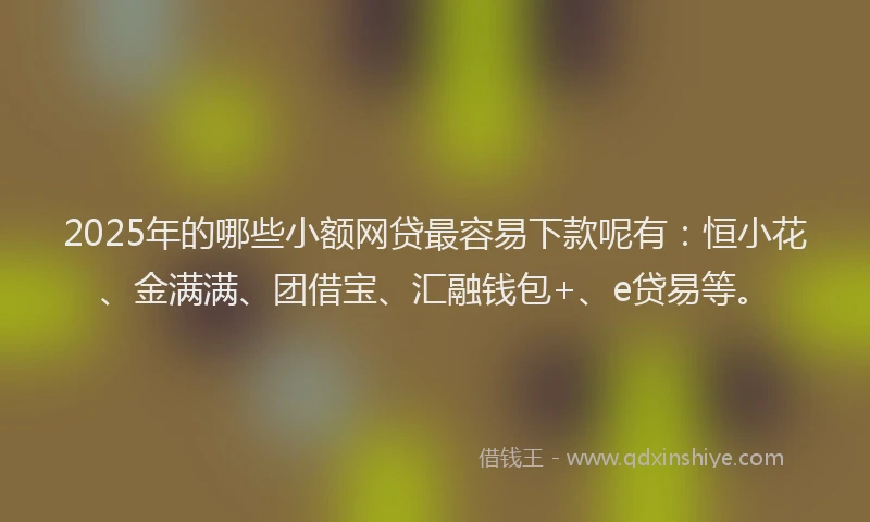 2025年的哪些小额网贷最容易下款呢有：恒小花、金满满、团借宝、汇融钱包+、e贷易等。