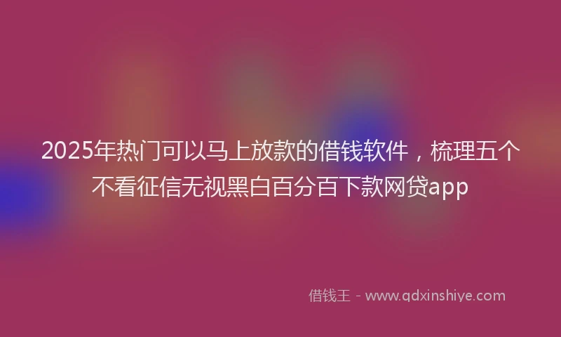 2025年热门可以马上放款的借钱软件，梳理五个不看征信无视黑白百分百下款网贷app