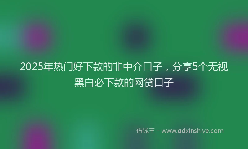 2025年热门好下款的非中介口子，分享5个无视黑白必下款的网贷口子