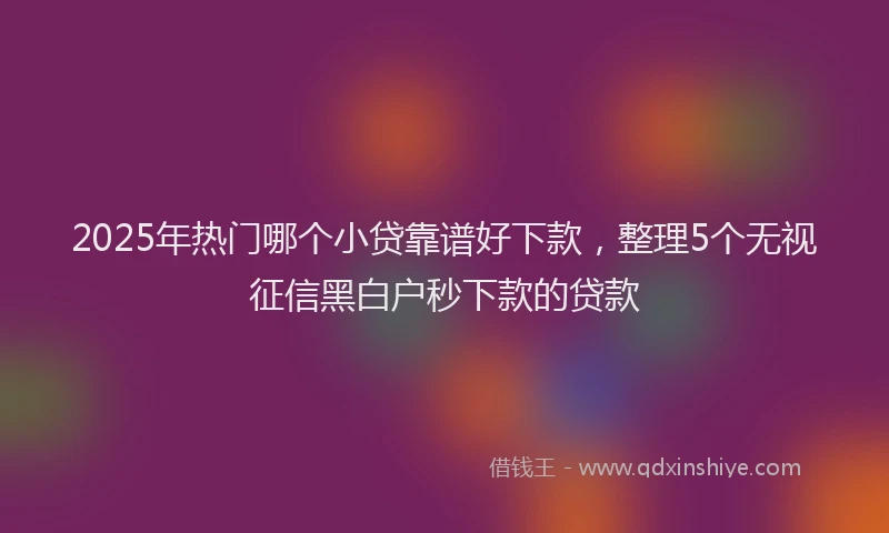 2025年热门哪个小贷靠谱好下款，整理5个无视征信黑白户秒下款的贷款