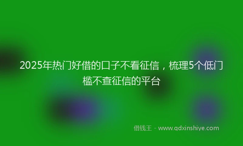 2025年热门好借的口子不看征信，梳理5个低门槛不查征信的平台