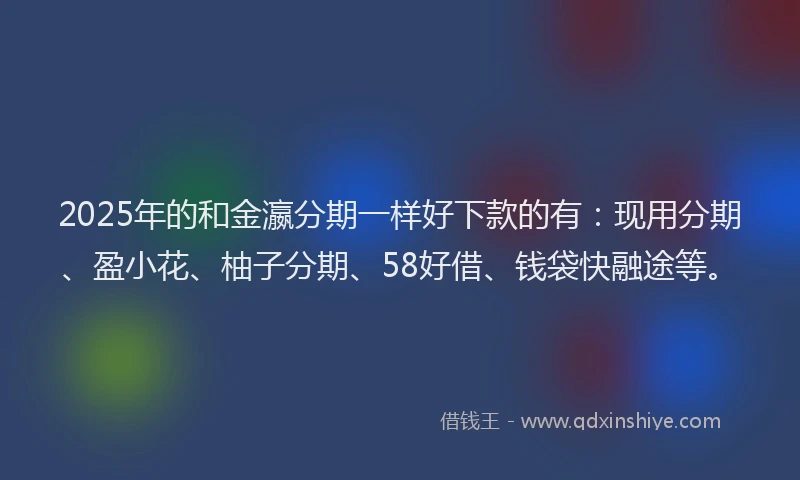 2025年的和金瀛分期一样好下款的有：现用分期、盈小花、柚子分期、58好借、钱袋快融途等。
