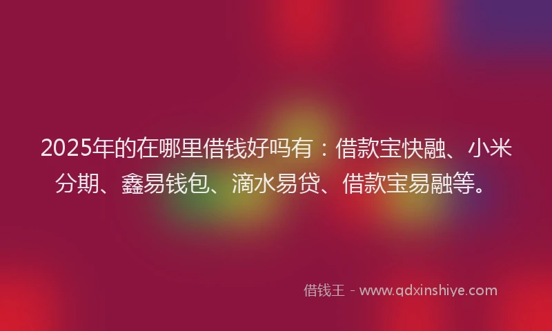 2025年的在哪里借钱好吗有：借款宝快融、小米分期、鑫易钱包、滴水易贷、借款宝易融等。