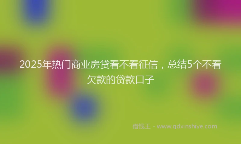 2025年热门商业房贷看不看征信，总结5个不看欠款的贷款口子