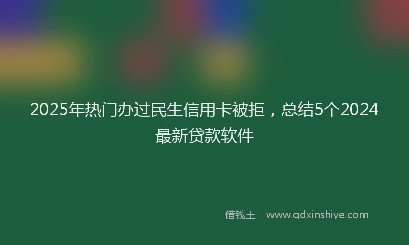 2025年热门办过民生信用卡被拒，总结5个2024最新贷款软件