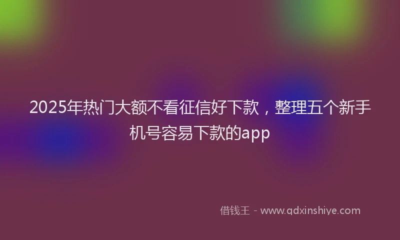 2025年热门大额不看征信好下款，整理五个新手机号容易下款的app
