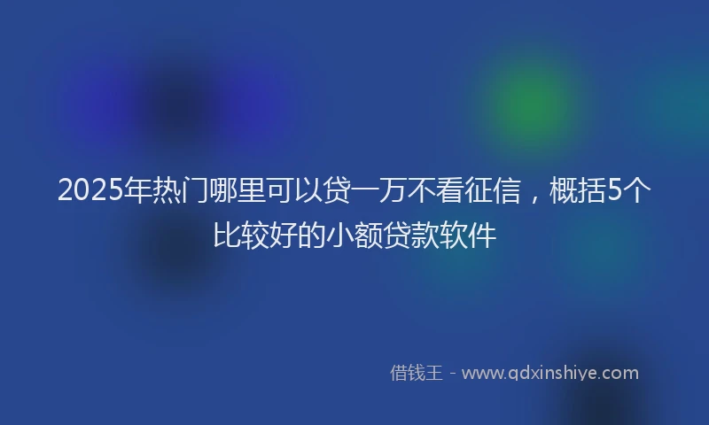 2025年热门哪里可以贷一万不看征信，概括5个比较好的小额贷款软件