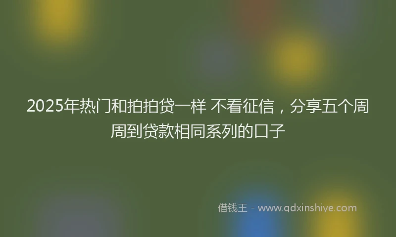 2025年热门和拍拍贷一样 不看征信，分享五个周周到贷款相同系列的口子