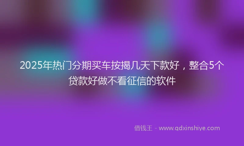 2025年热门分期买车按揭几天下款好，整合5个贷款好做不看征信的软件