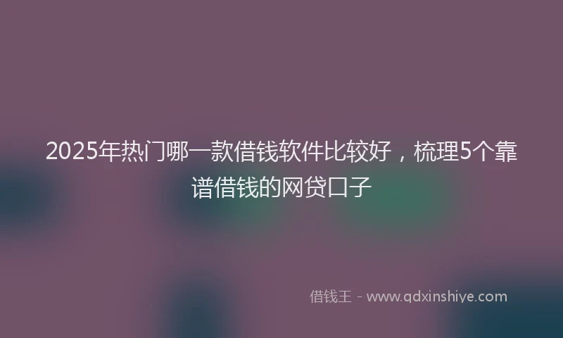 2025年热门哪一款借钱软件比较好，梳理5个靠谱借钱的网贷口子
