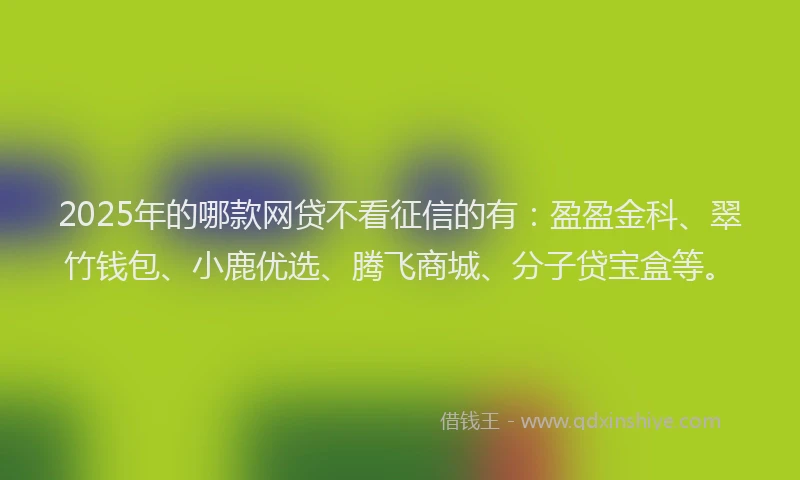 2025年的哪款网贷不看征信的有：盈盈金科、翠竹钱包、小鹿优选、腾飞商城、分子贷宝盒等。