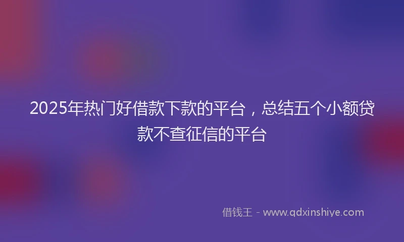 2025年热门好借款下款的平台，总结五个小额贷款不查征信的平台