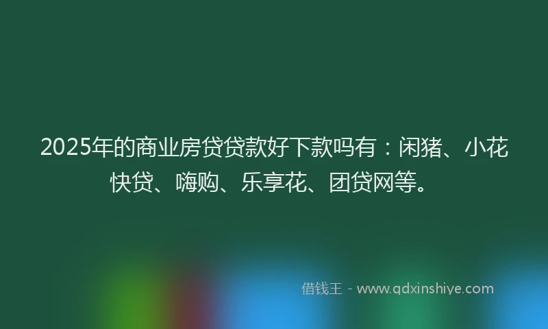 2025年的商业房贷贷款好下款吗有：闲猪、小花快贷、嗨购、乐享花、团贷网等。