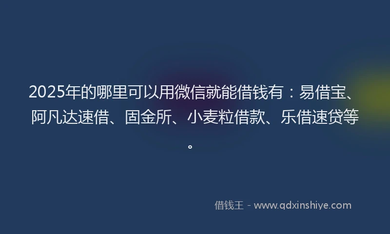 2025年的哪里可以用微信就能借钱有：易借宝、阿凡达速借、固金所、小麦粒借款、乐借速贷等。