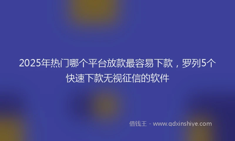 2025年热门哪个平台放款最容易下款，罗列5个快速下款无视征信的软件