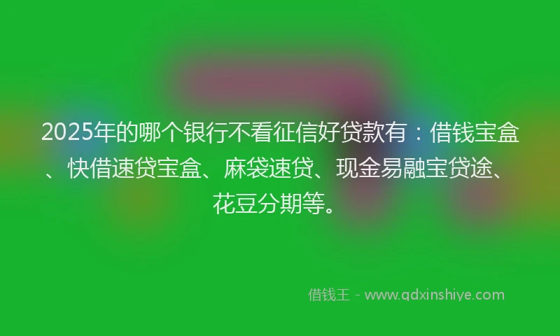 2025年的哪个银行不看征信好贷款有：借钱宝盒、快借速贷宝盒、麻袋速贷、现金易融宝贷途、花豆分期等。