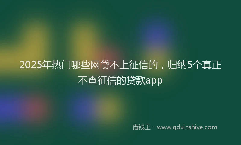 2025年热门哪些网贷不上征信的，归纳5个真正不查征信的贷款app