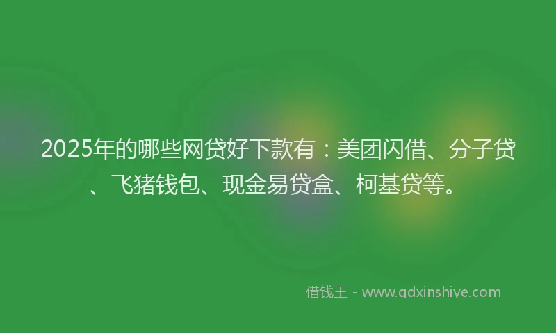 2025年的哪些网贷好下款有：美团闪借、分子贷、飞猪钱包、现金易贷盒、柯基贷等。