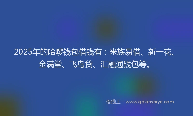 2025年的哈啰钱包借钱有：米族易借、新一花、金满堂、飞鸟贷、汇融通钱包等。