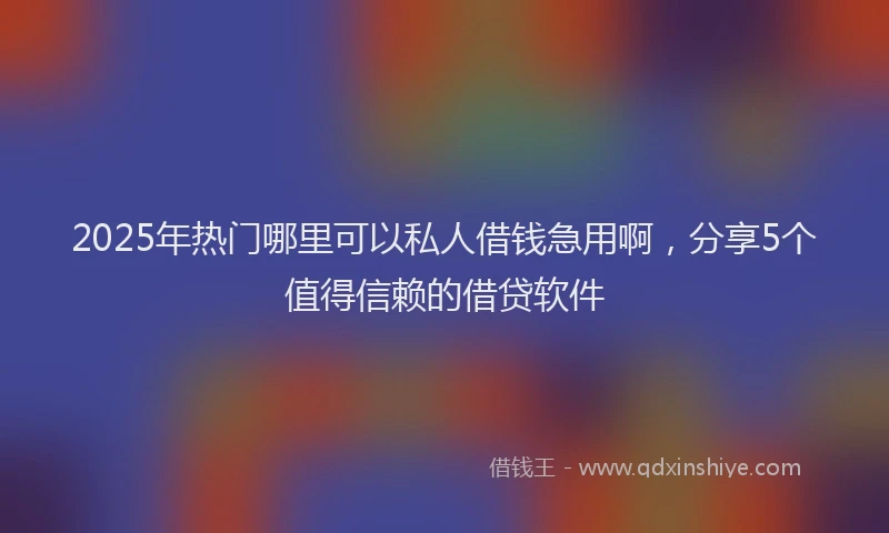 2025年热门哪里可以私人借钱急用啊，分享5个值得信赖的借贷软件