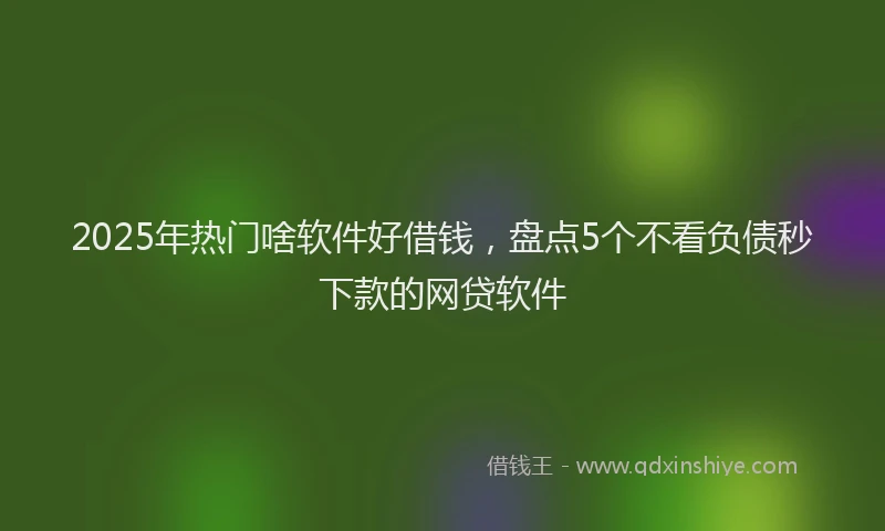 2025年热门啥软件好借钱，盘点5个不看负债秒下款的网贷软件