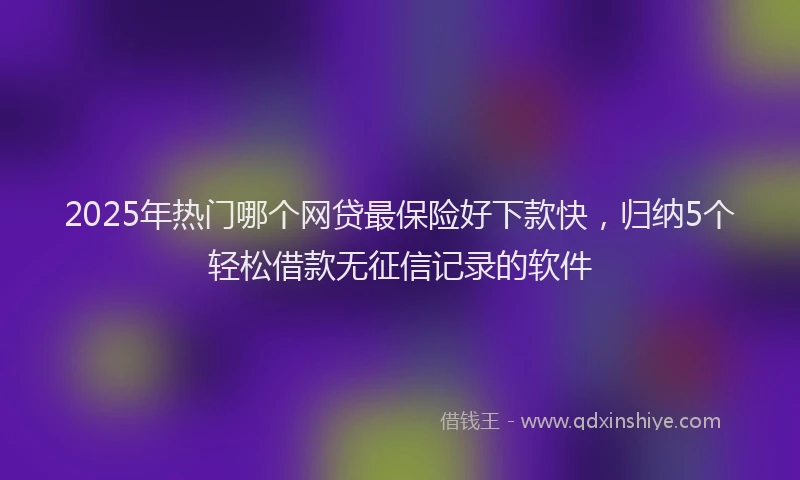 2025年热门哪个网贷最保险好下款快，归纳5个轻松借款无征信记录的软件