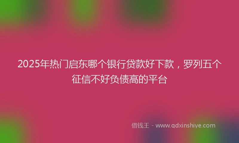 2025年热门启东哪个银行贷款好下款，罗列五个征信不好负债高的平台