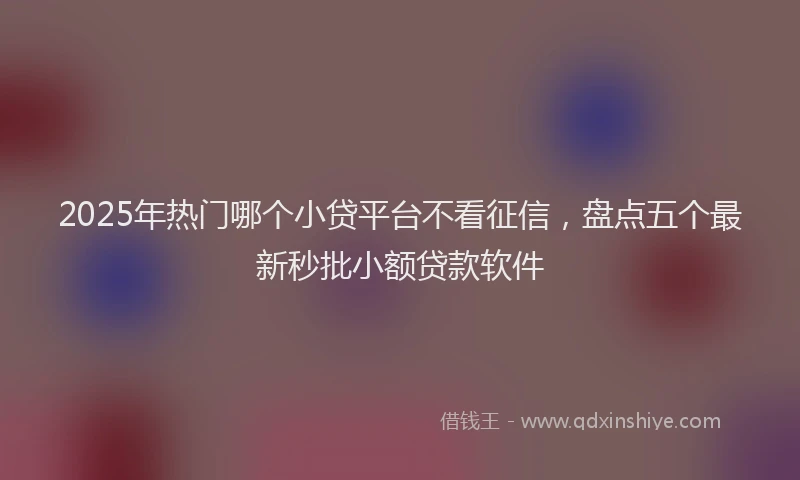 2025年热门哪个小贷平台不看征信，盘点五个最新秒批小额贷款软件