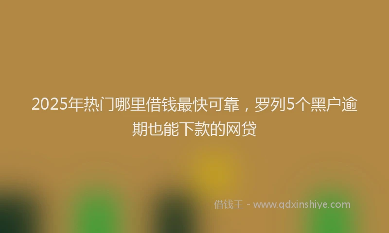 2025年热门哪里借钱最快可靠，罗列5个黑户逾期也能下款的网贷