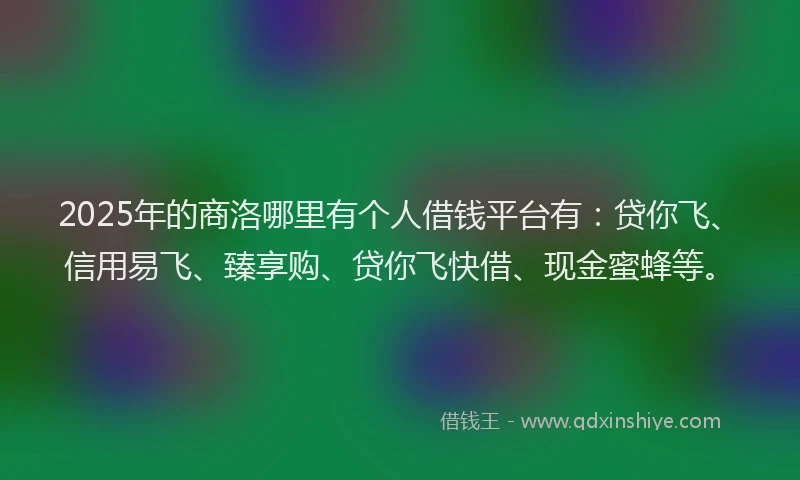 2025年的商洛哪里有个人借钱平台有：贷你飞、信用易飞、臻享购、贷你飞快借、现金蜜蜂等。
