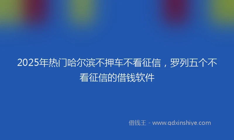 2025年热门哈尔滨不押车不看征信，罗列五个不看征信的借钱软件