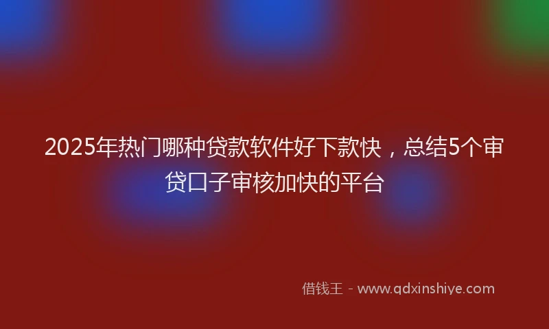 2025年热门哪种贷款软件好下款快，总结5个审贷口子审核加快的平台