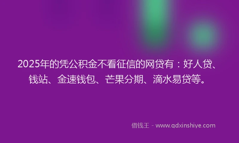2025年的凭公积金不看征信的网贷有：好人贷、钱站、金速钱包、芒果分期、滴水易贷等。